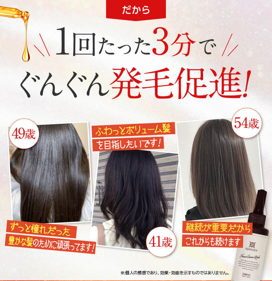 1回たった3分でぐんぐん発毛促進!