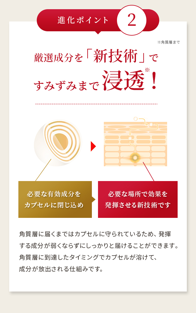 厳選成分を「新技術」ですみずみまで浸透！